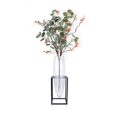 Modern simple European metal glass vase countertop green plant basin hotel metal glass flowerpot hydroponic plant pot